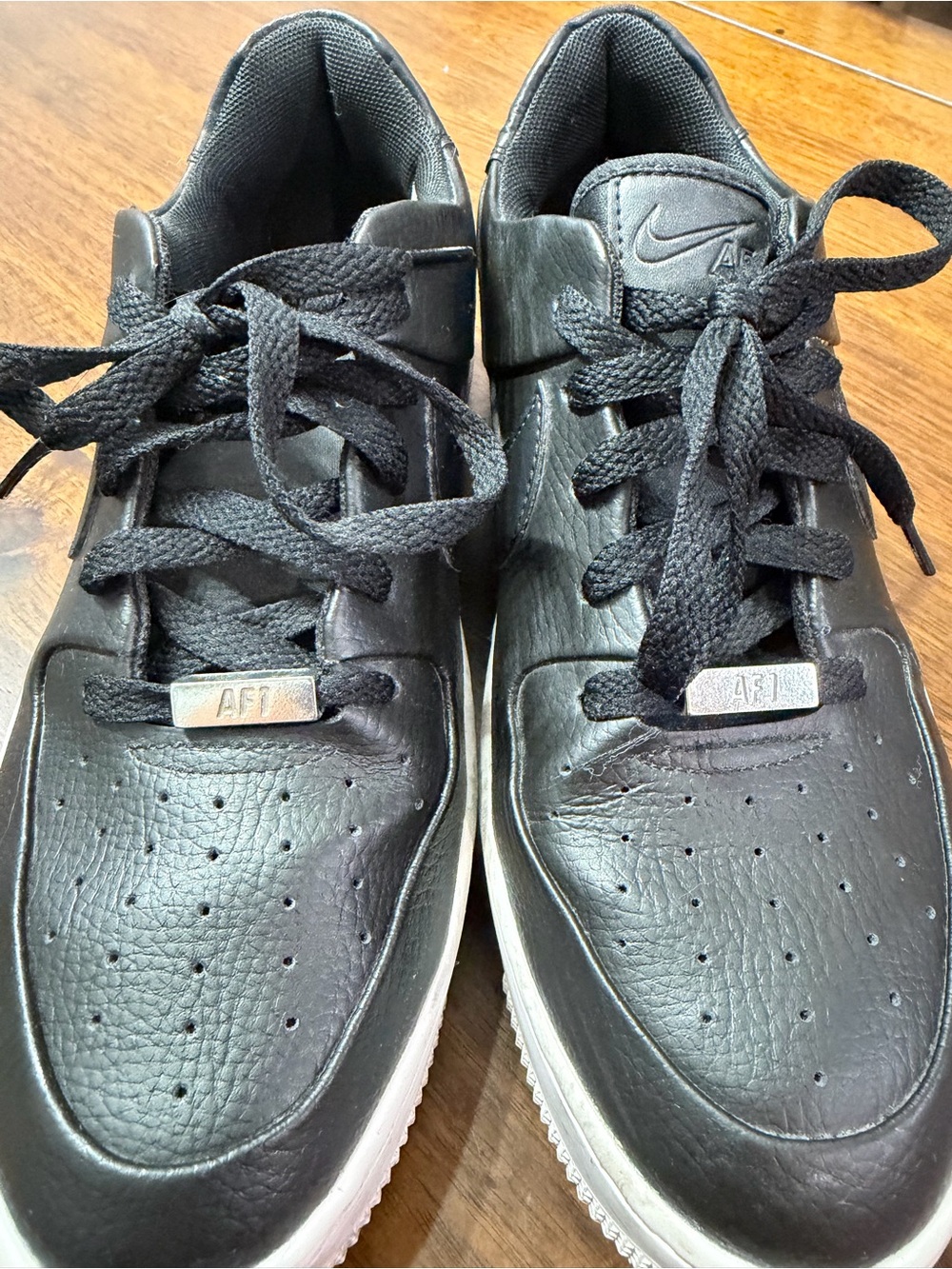 Nike Air Force 1 Platform Black Leather Sneakers